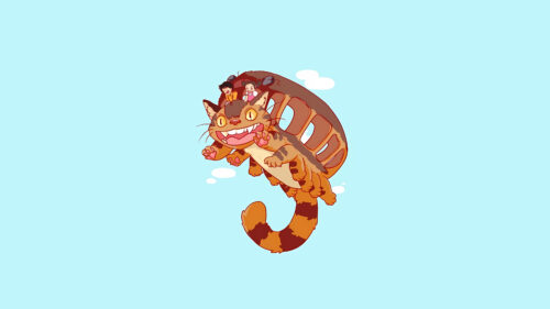 My Neighbor Totoro Catbus Sky Illustration Wallpaper