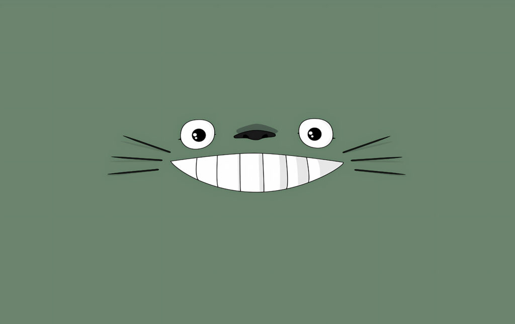 My Neighbor Totoro Minimal Smile Green Wallpaper