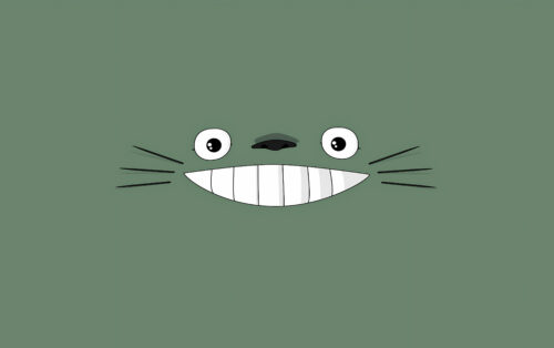 My Neighbor Totoro Minimal Smile Green Wallpaper