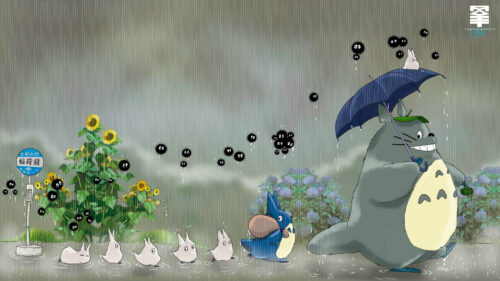 My Neighbor Totoro Rainy Parade Soot Sprites Wallpaper