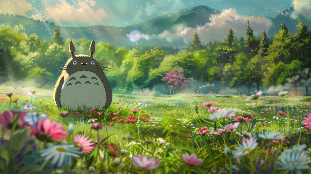 My Neighbor Totoro Spring Meadow Scenery Wallpaper