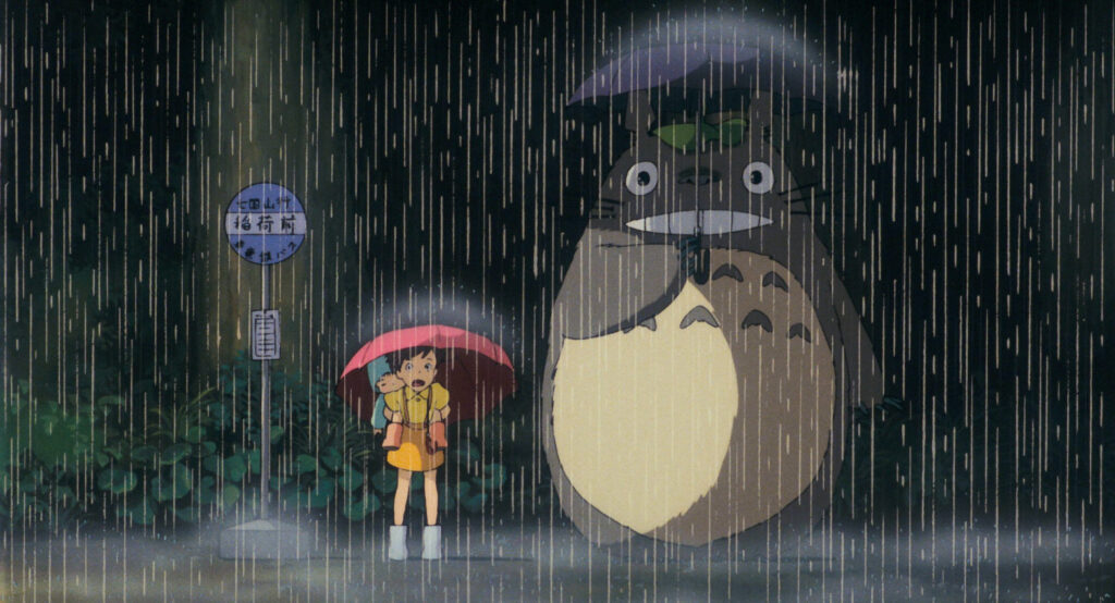 Satsuki Kusakabe Totoro My Neighbor Totoro Rain Bus Stop Night Wallpaper