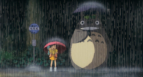 Satsuki Kusakabe Totoro My Neighbor Totoro Rain Bus Stop Night Wallpaper